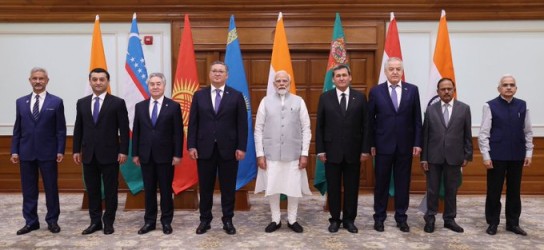 PM Narendra Modi with Foreign Ministers of Central Asian nations !