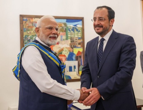 President of Cyprus Nikos Christodoulides conferred the 'Grand Cross of the Order of Makarios III' of Cyprus on PM Narendra Modi.
