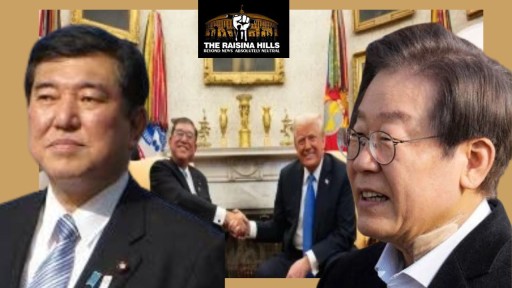 Japan's PM Shigeru Ishiba with US President Donald Trump . South Korea President Lee Jae Myung !