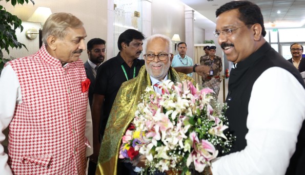 Opposition MPs welcome B. Sudershan Reddy at airport!