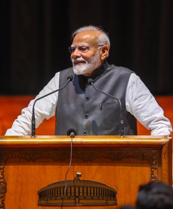 Prime Minister Narendra Modi at an NDA parliamentary party meeting on Tuesday!