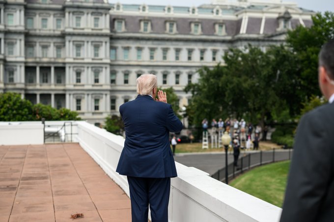 US President Donald Trump on the roof of his Oval Office on Tuesday!
