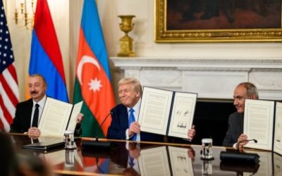 US President Donald Trump with the signing of the peace deal by Armenia & Azerbaijan!