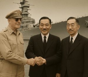 A representative image of Japan signing surrender instrument!