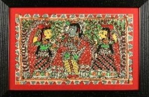 Madhubani Painting of Lord Krishna and Gopis !