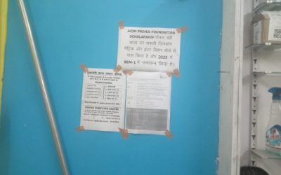 Bihar DBT for girl students notice at a shop.