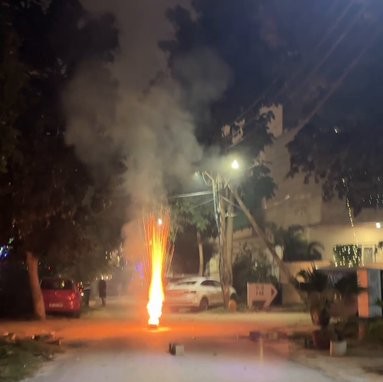 Firecrackers in Delhi on Diwali night.