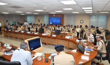 Madhya Pradesh police holds a meeting in Bhopal.