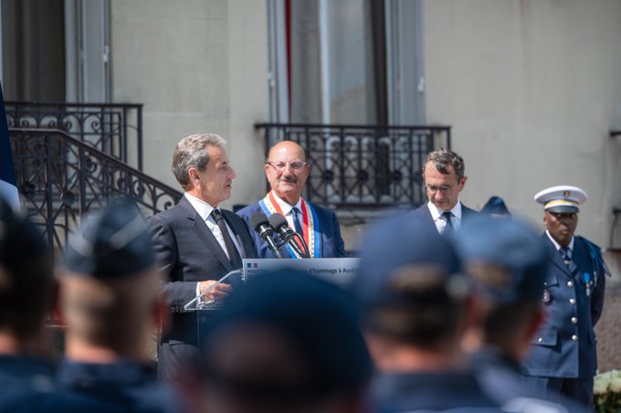 Nicolas Sarkozy speaks to reporters in Paris..