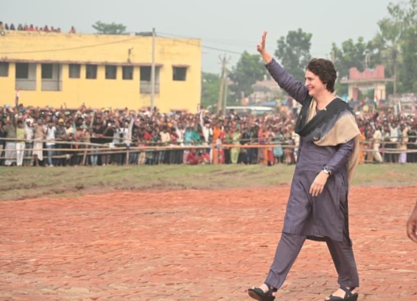 Congress general secretary Priyanka Gandhi Vadra campaigns in Bihar on Monday.