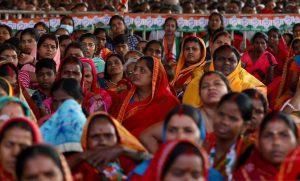 Congress leader Rahul Gandh speaks at a public meeting in Bhagalpur.