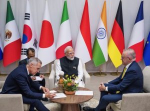 PM Narendra Modi with PMs of Australia and Canada on sidelines of G20 Summit.
