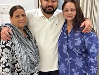 Rohini Acharya, daughter of Lalu Prasad Yadav, with her brother Tejashwi Yadav