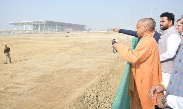 Uttar Pradesh CM Yogi Adityanath inspects Noida International Airport