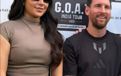 Argentine footballer Lionel Messi with MC MLA Raj Chakraborty.