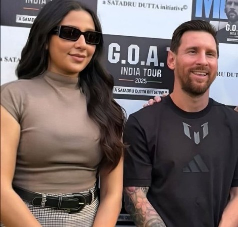 Argentine footballer Lionel Messi with MC MLA Raj Chakraborty.
