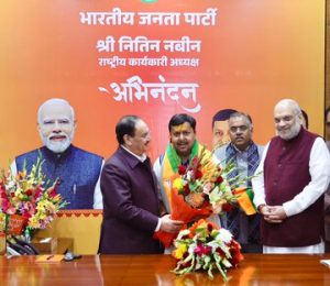 BJP Working president Nitin Nabin takes charge at party office in New Delhi.