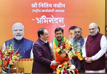 BJP Working president Nitin Nabin takes charge at party office in New Delhi.