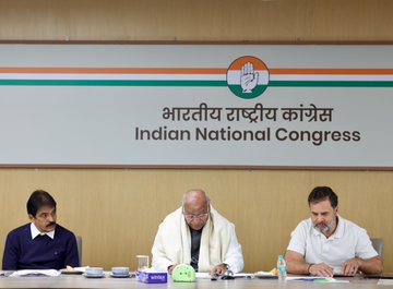 Congress leader KC Venugopal addresses a press conference in New Delhi.