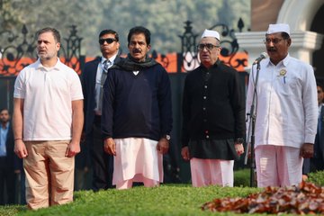 Congress leader Rahul Gandhi at party foundation function in New Delhi on Sunday