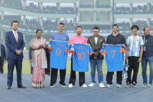 Delhi Chief Minister Rekha Gupta at Arun Jaitely stadium on Monday.