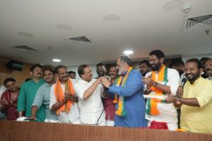 Kerala BJP unit celebrates victory in Thiruvananthapuram.