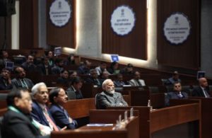 Prime Minister Narendra Modi at a meeting of state chief secretaries.