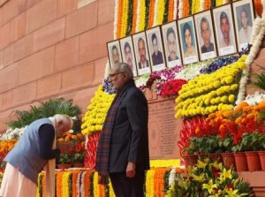 Prime Minister Narendra Modi pays homage to martyrs who sacrificed their lives when parliament was attacked.