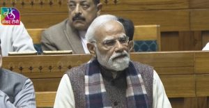 Prime Minister Narendra Modi speaks in the Lok Sabha on Vande Mataram debate.