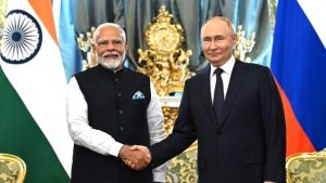 Prime Minister Narendra Modi with Russian President Vladimir Putin.