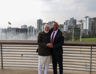 Prime Minister Narendra Modi with his Ethiopia PM Abiy Ahmed Ali.