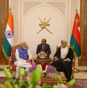 Prime minister Narendra Modi with Sayyid Shihab bin Tariq Al Said, Oman’s Deputy Prime Minister for Defence Affairs.