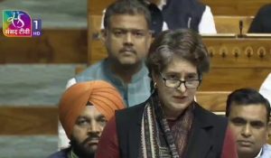 Priyanka Gandhi Vadra in the Lok Sabha on Monday.