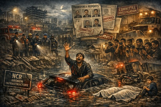 A representative image of Noida drowning case.