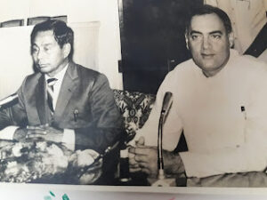 Former Nagaland CM Hokishe Sema with Rajiv Gandhi.