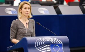 Kaja Kallas, EU High Representative for Foreign Affairs and Security Policy, speaks in EU Parliament.