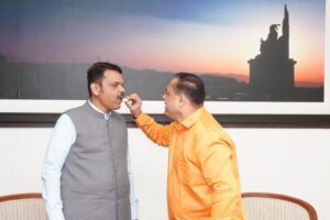 Maharashtra Chief Minister Devendra Fadnavis is feted after BMC election results.