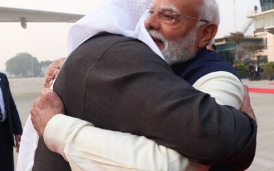 Prime Minister Narendra Modi with Sheikh Mohamed bin Zayed Al Nahyan, President of the UAE.