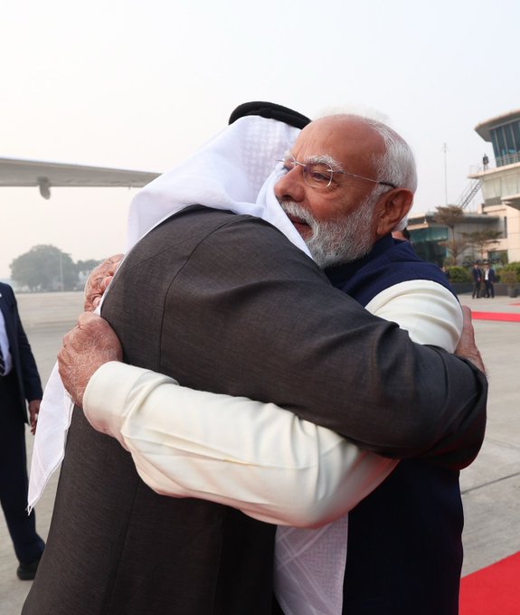 Prime Minister Narendra Modi with Sheikh Mohamed bin Zayed Al Nahyan, President of the UAE.