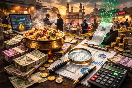 A representative image of tax raid at a Hyderabad Biryani outlet.