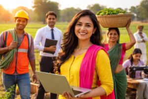 A creative representative image of women labour participation in India.