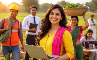 A creative representative image of women labour participation in India.