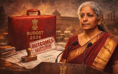 A creative representation of Union Budget 2026 presentation in the Lok Sabha.