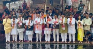 Congress leader Gaurav Gogoi at the Kamakhya Temple in Guwahati.
