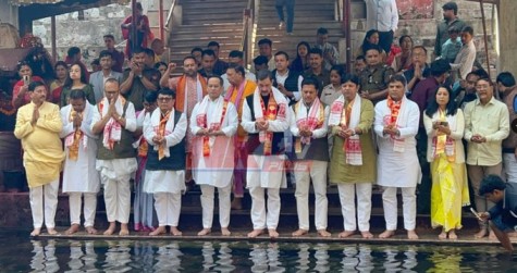 Congress leader Gaurav Gogoi at the Kamakhya Temple in Guwahati.