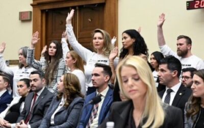 Epstein survivors during Pam Bondi's cross-questioning in the Congress.