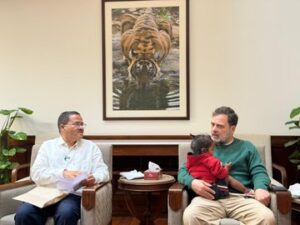 Leader of the Opposition Rahul Gandhi meets a delegation of tribal leaders at his residence.