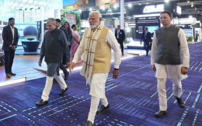 Prime Minister Narendra Modi at Bharat Mandapam to unveil the AI Impact Summit.