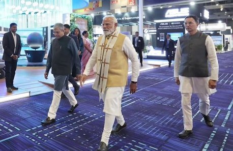 Prime Minister Narendra Modi at Bharat Mandapam to unveil the AI Impact Summit.