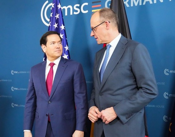 US Secretary of State Marco Rubio with German Chancellor Frederick Merz at Munich Security Conference.